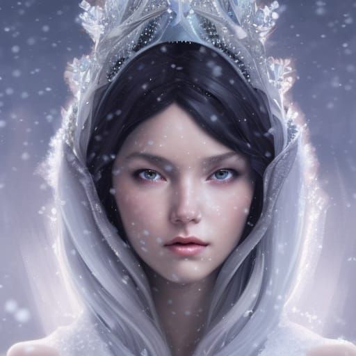 Snow Queen Portrait in Hyperdetailed Lighting