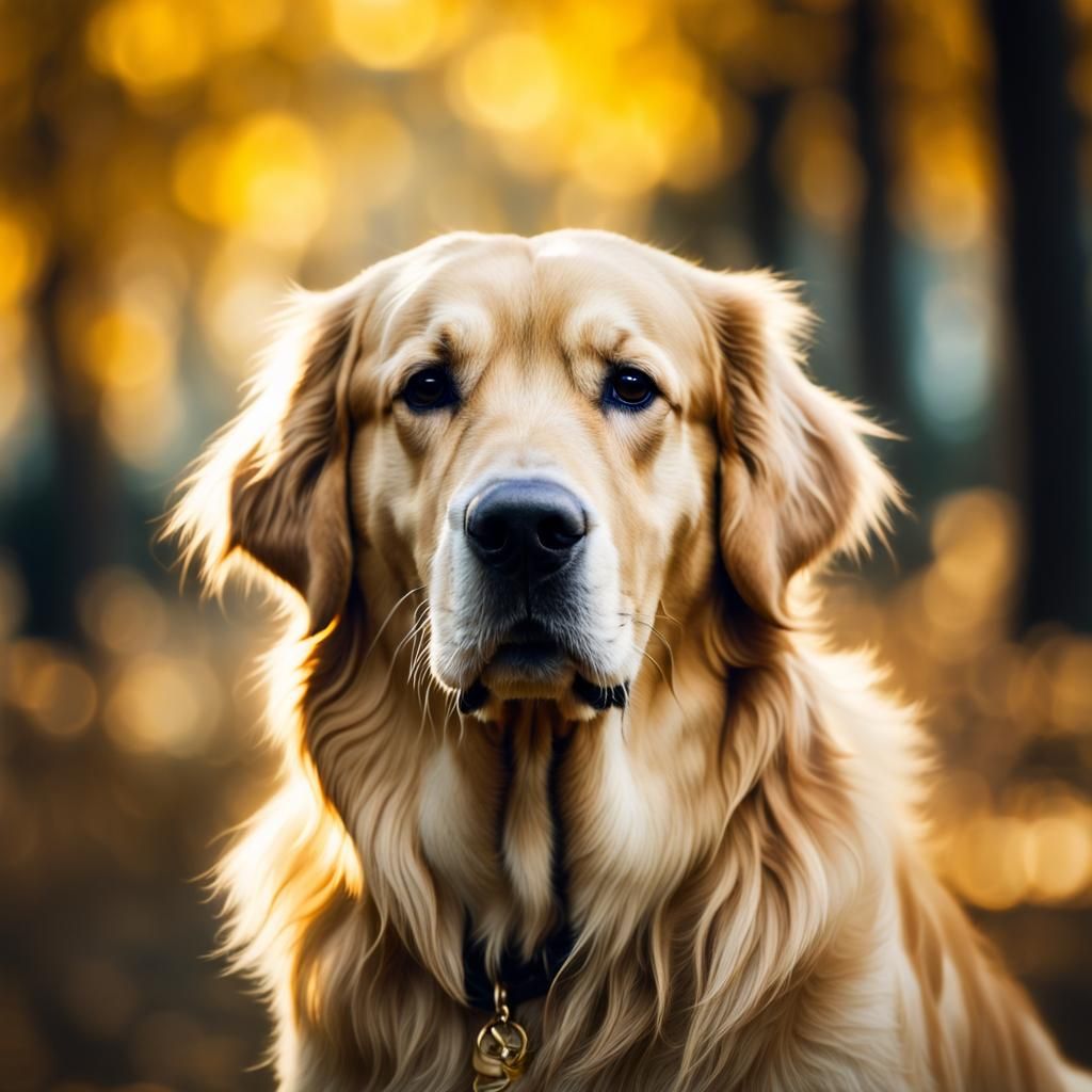 Soulful Golden Retriever in Spiritual Space