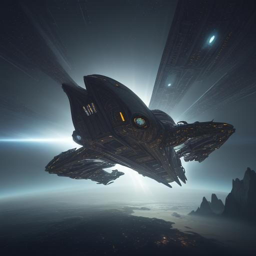 Spaceship Enters the Fourth Dimension in Sci-Fi Style