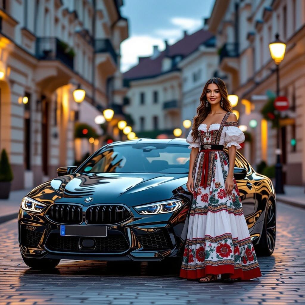 BMW M8 Coupe with Romanian Woman in Bucharest