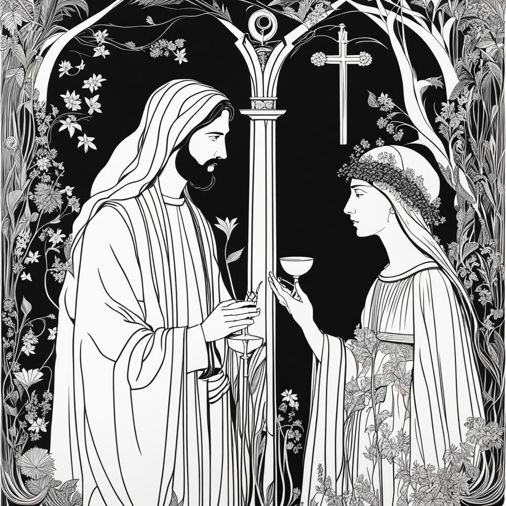 Jesus and Mary Magdalene in Art Nouveau Style