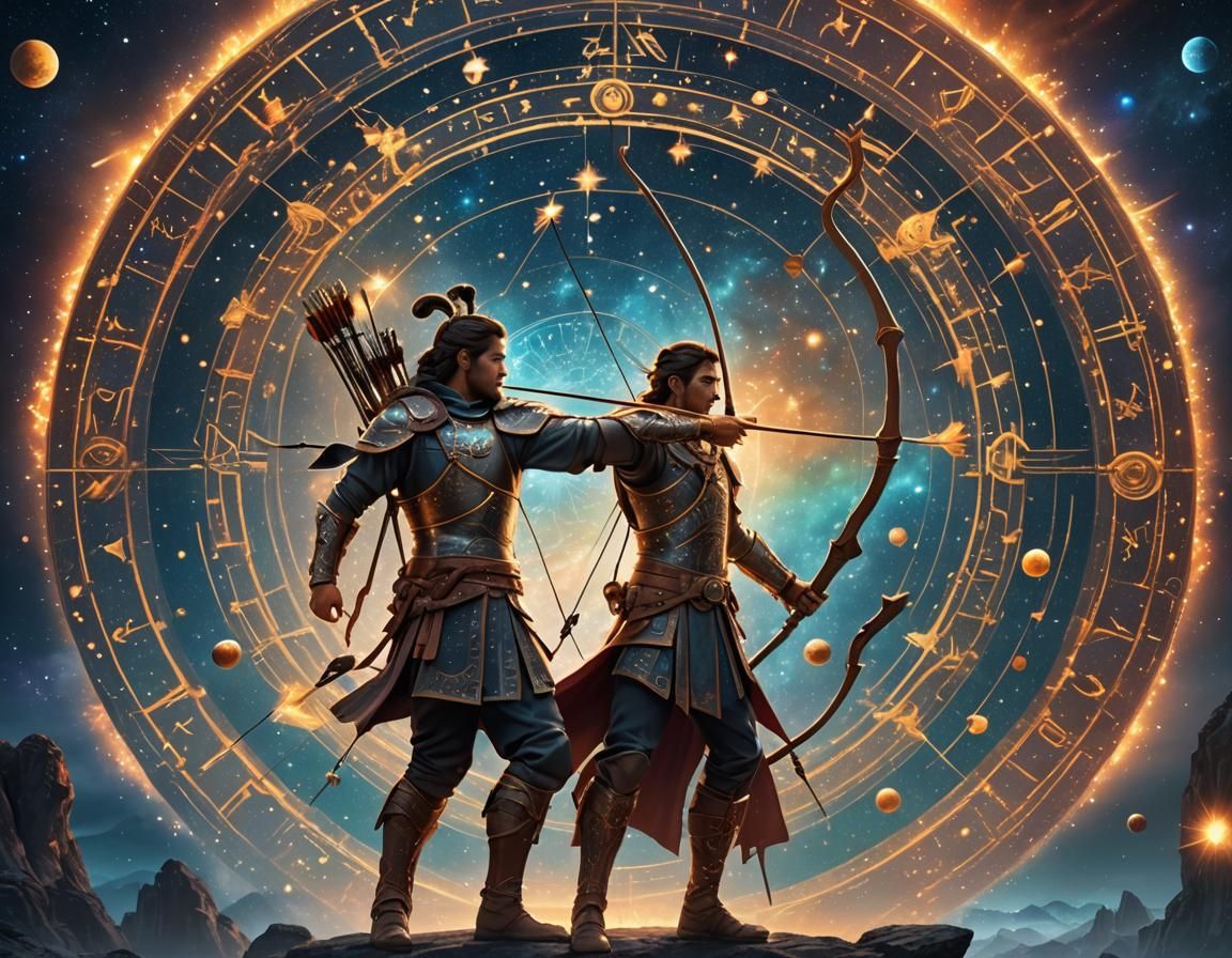 Heroic Archer at Mystical Zodiac Portal in 3D
