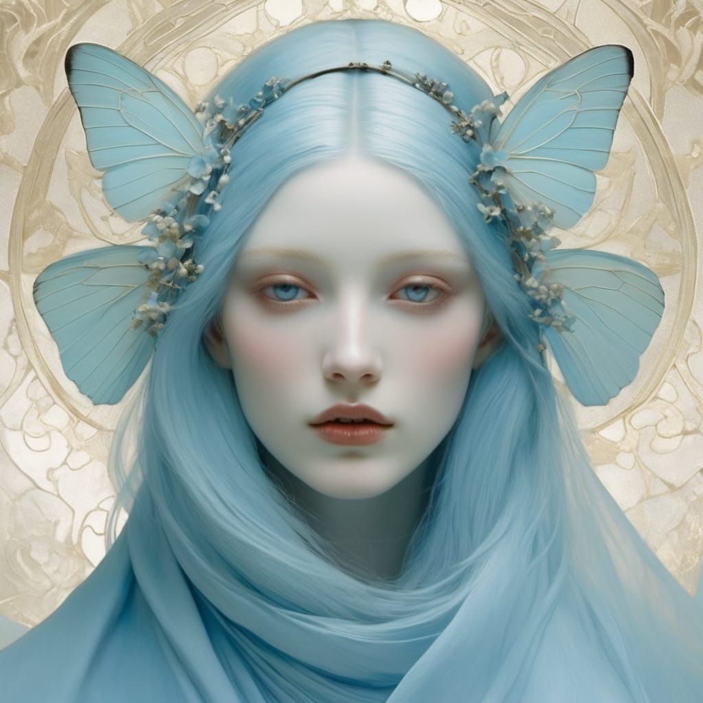 Dreamy Baby Blue Scene in Whimsical Watercolor Style