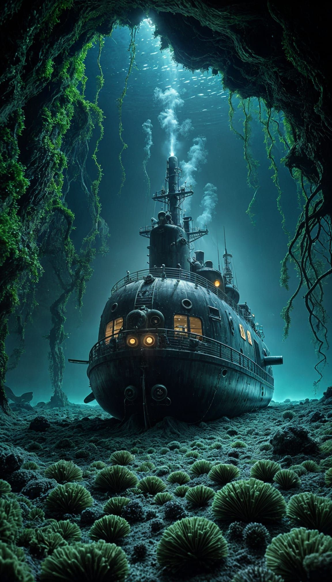 Ethereal Submarine in the Abyssal Depths