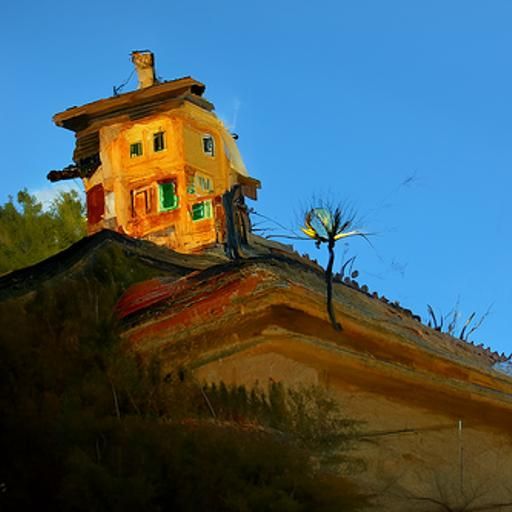 Old House on a Hill: Photorealistic Oil Painting