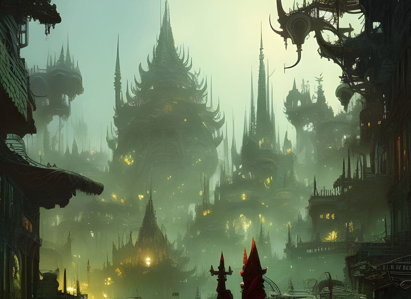 Lost Elven Empire Capital: Watercolor Splash Art