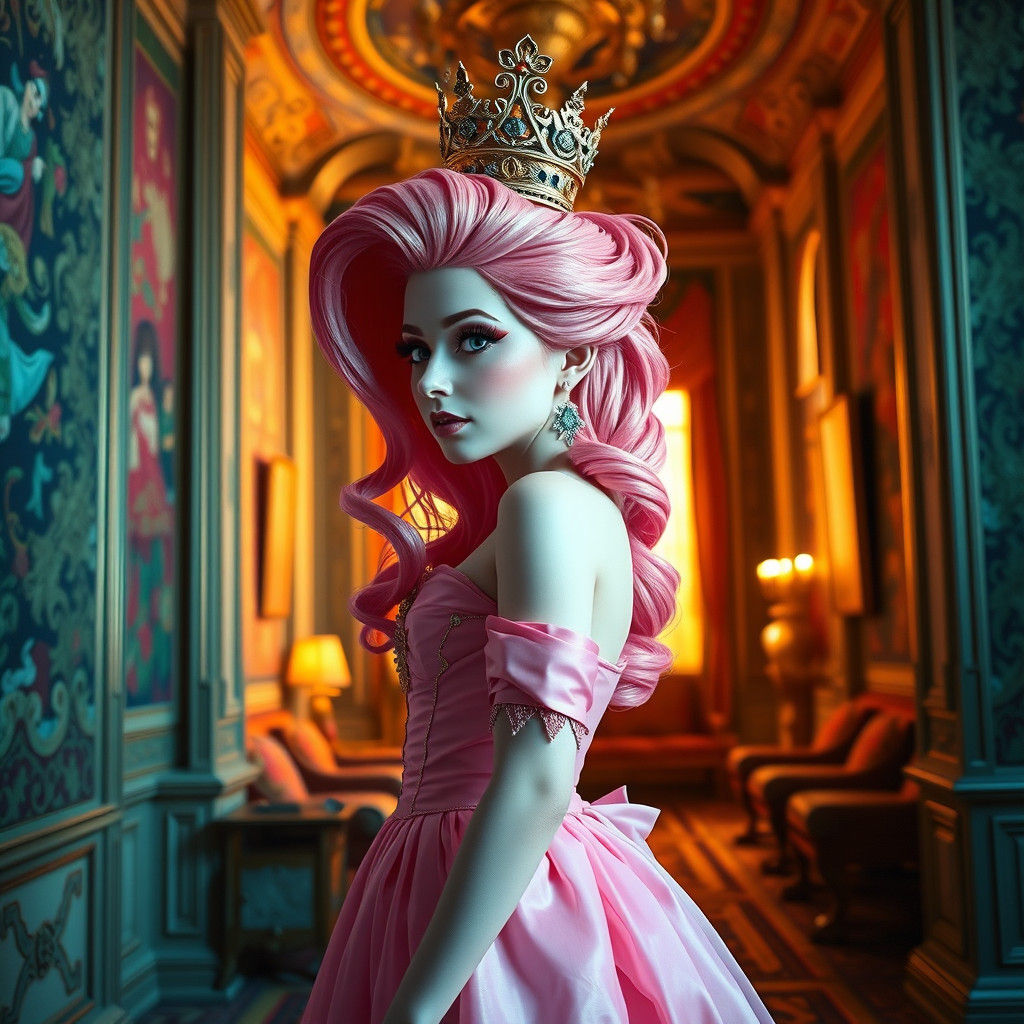 Princess Bubblegum in Opulent Mansion, Hyperrealistic 8k Por...