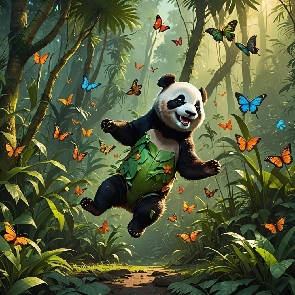 Baby Panda's Jungle Dance: A Digital Matte Painting