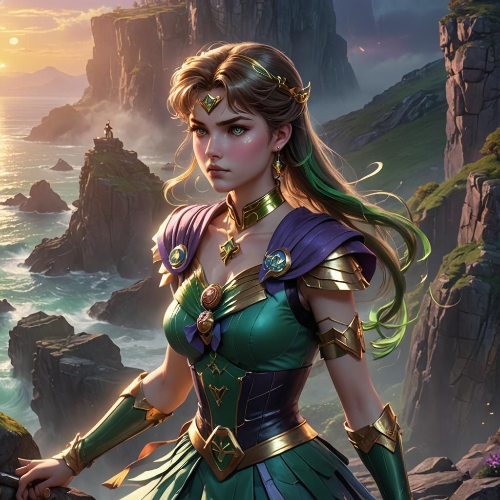 Sailor Jupiter Portrait on Mystical Cliffside