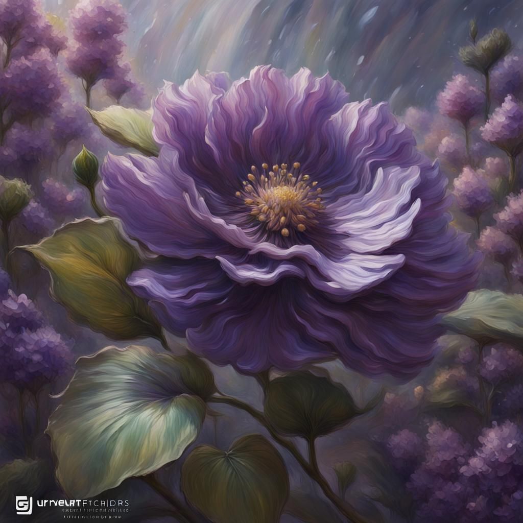 Monet Inspired Violet Flower Painting