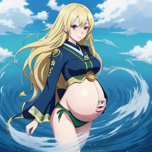 Anime Style Pregnant Girl Illustration