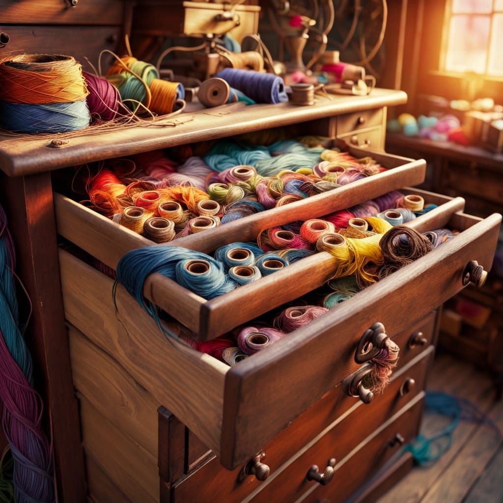 Vibrant Haberdashery Scene in Whimsical Watercolor Style
