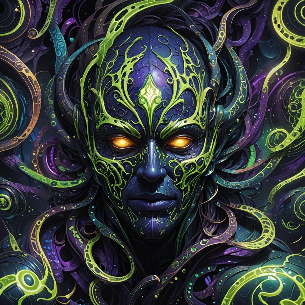 Glowing Exotic Mask in Dark Fantasy Style