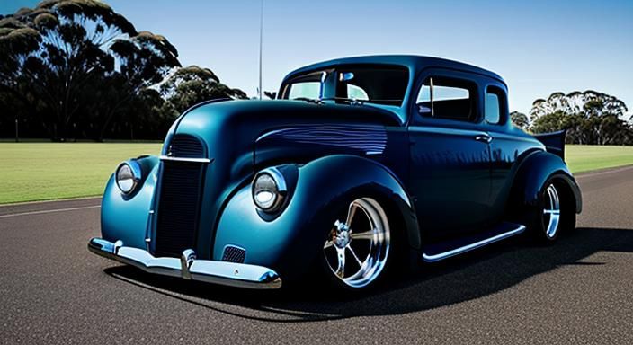 Hyperrealistic Australian Hotrod Car with Custom Wheels