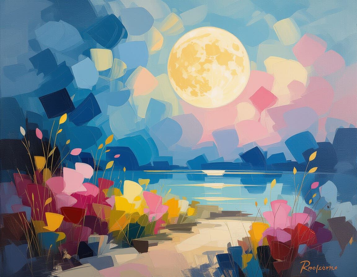 Moon Dust as Impressionistic Painting with Gold Accents