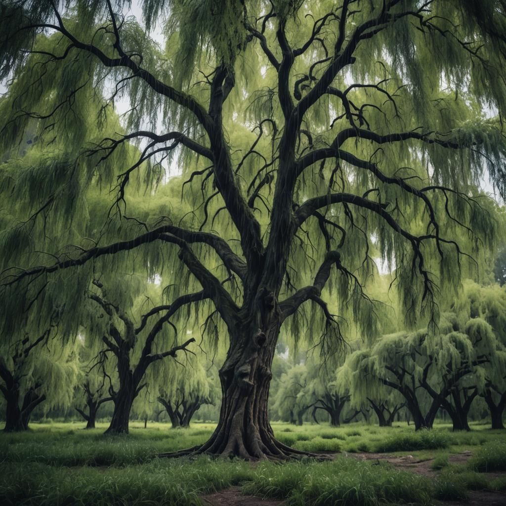Dramatic Thunderstorm in Weeping Willow Forest