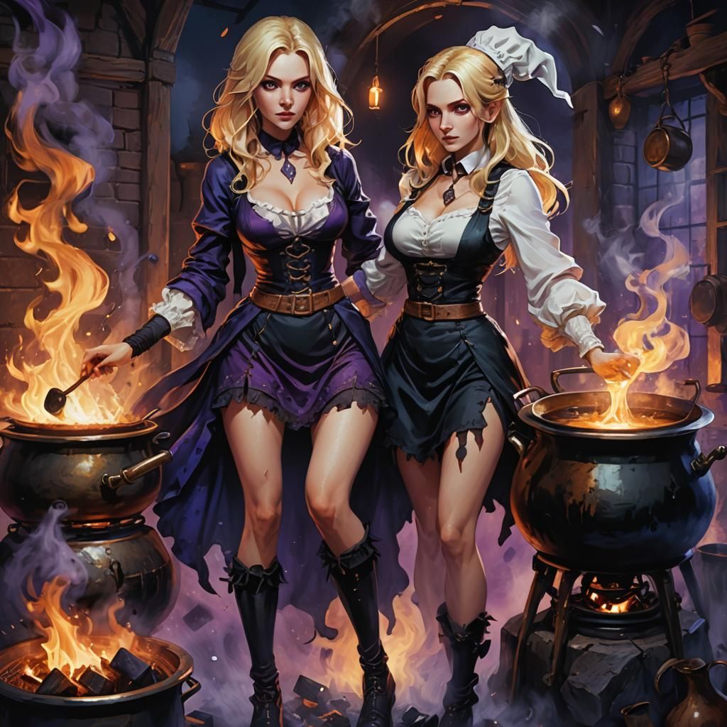 Fantasy Witch with Boiling Pot: Detailed Concept Art