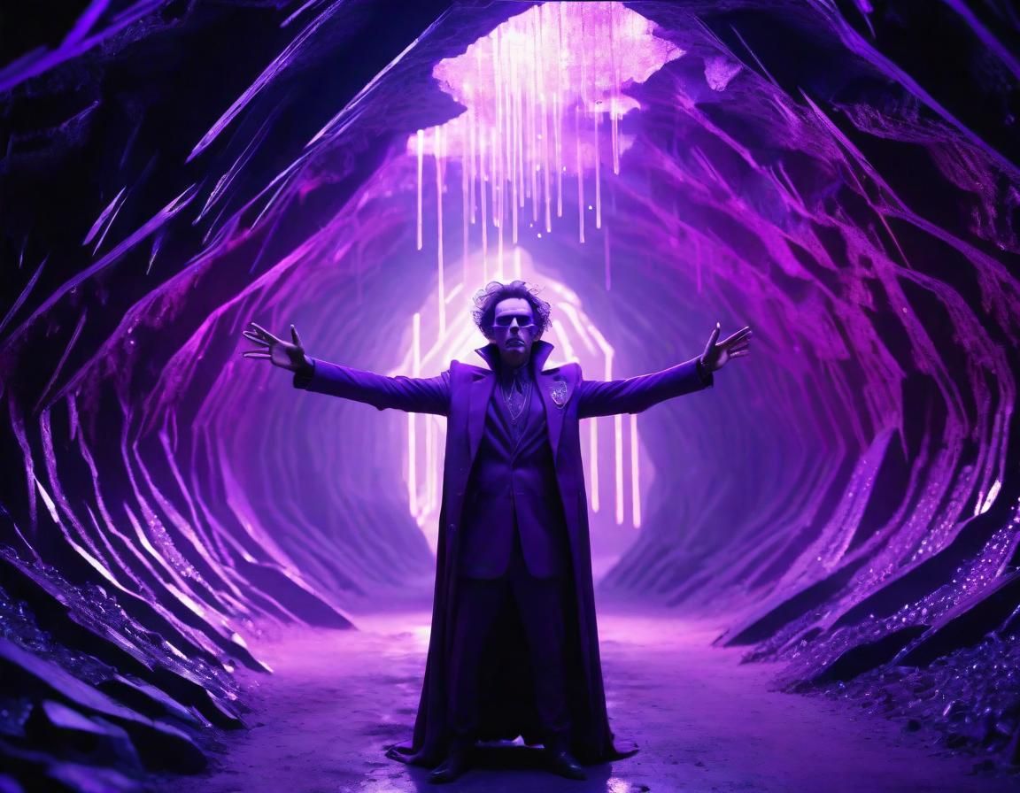 Purple Supervillain Unleashes Power in Crystal Cave