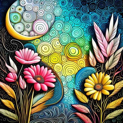 Floral Fantasy: Mixed Media Garden Scene