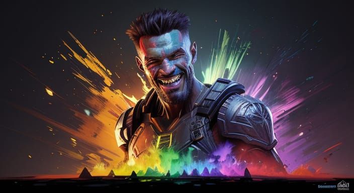 Vibrant Digital Art of a Smiling Person