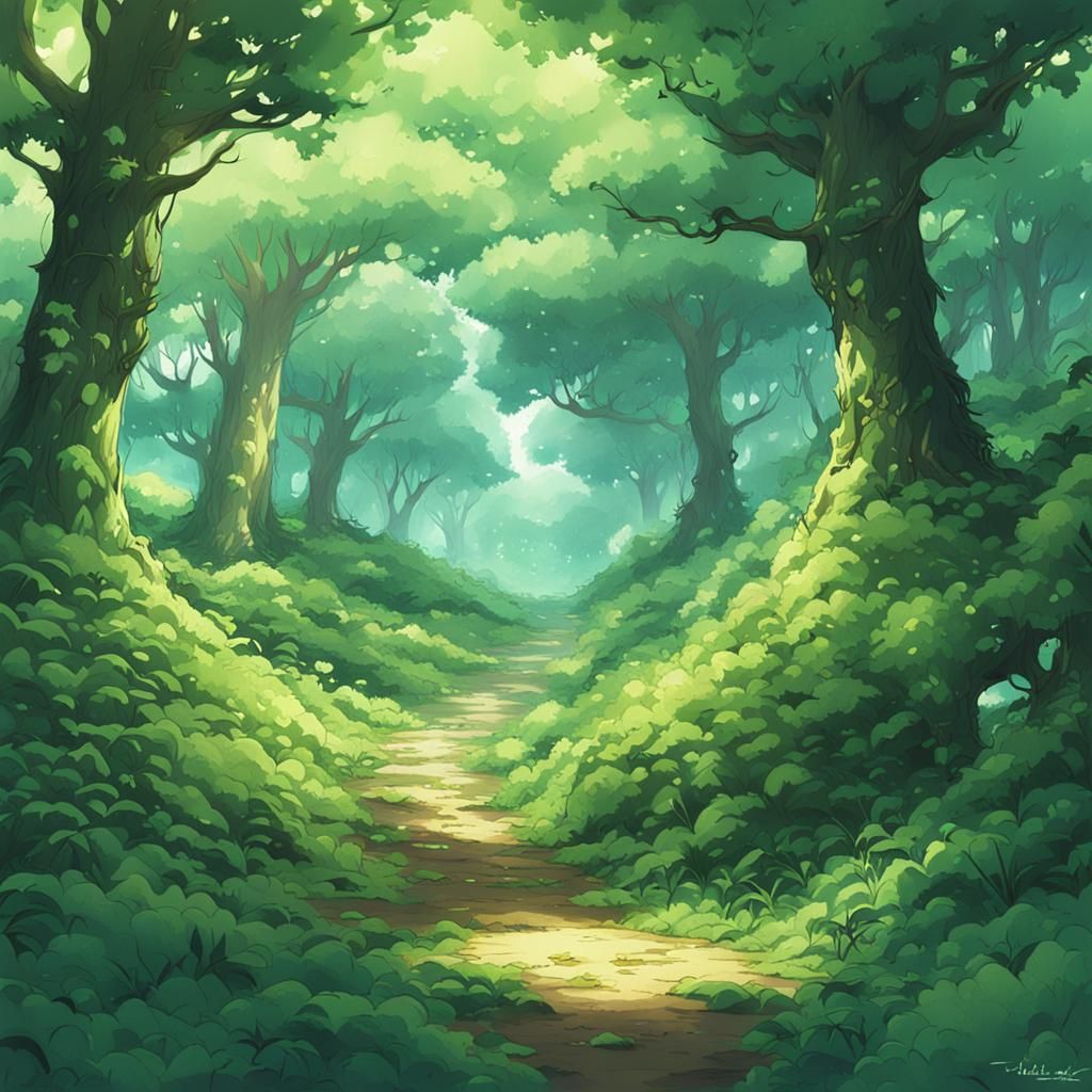 Overgrown Forest in Anime Style