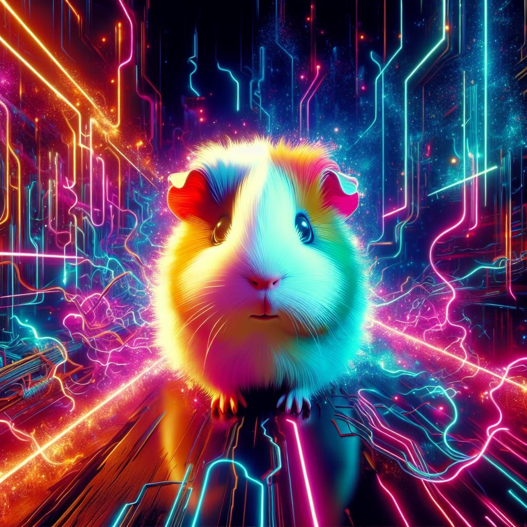 Pareidolic Guinea Pig with Neon Shadows