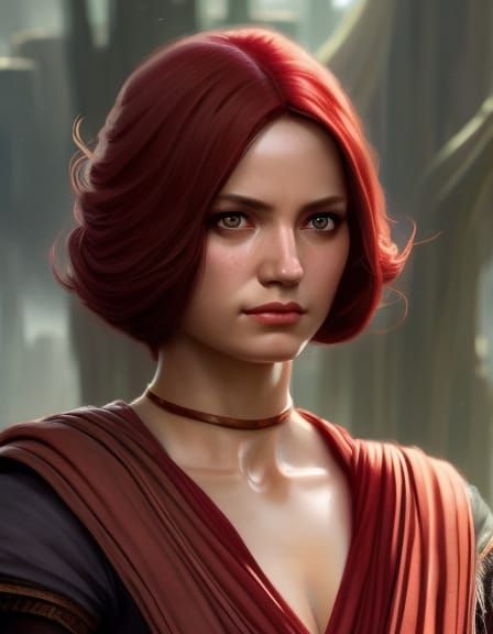 Rococo Jedi Lady Portrait in Hyperrealistic Style
