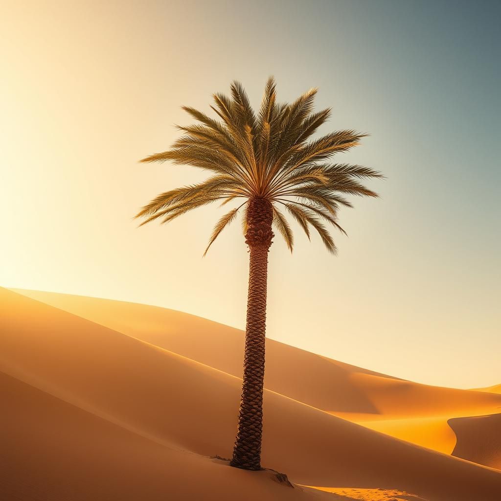 Majestic Palm Tree in Desert Landscape