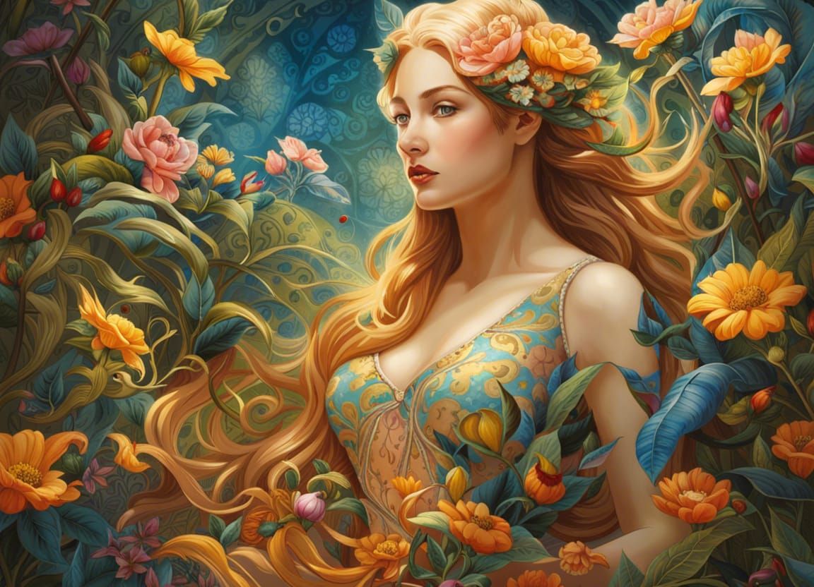 Eve in Eden: Surreal Watercolor Double Exposure