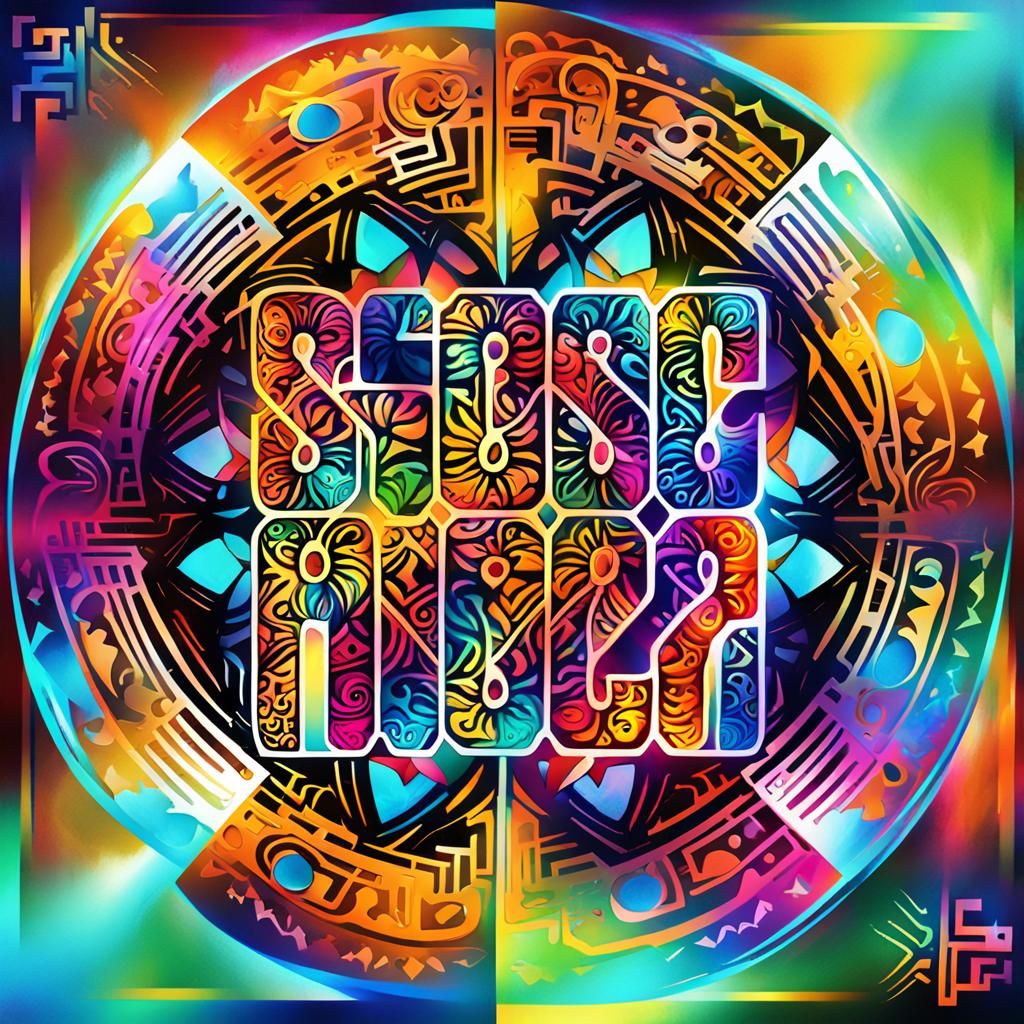 Psychedelic Logotype with Sacred Geometry in Digital Art