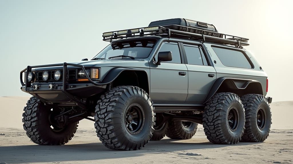 Futuristic Six-Wheeled Station Wagon Concept Art