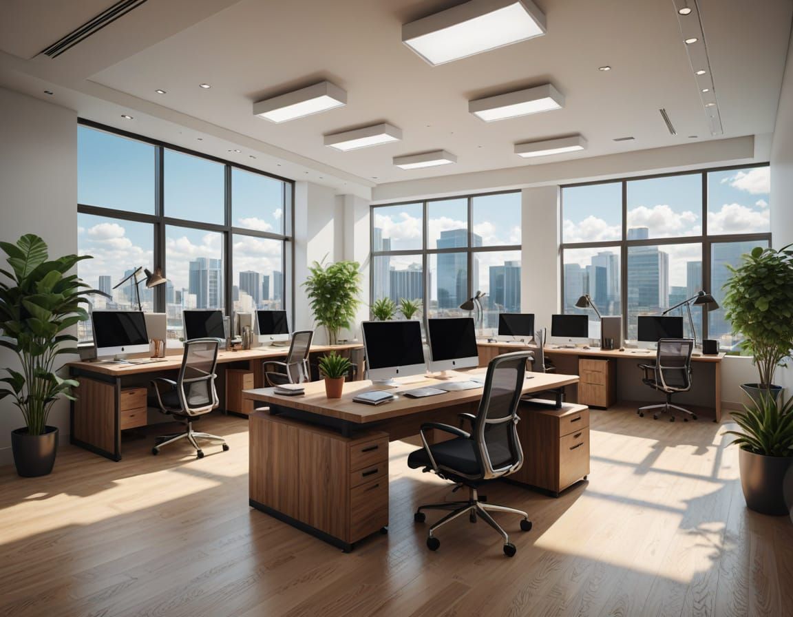 Sleek Modern Office Space with Spacious Layout