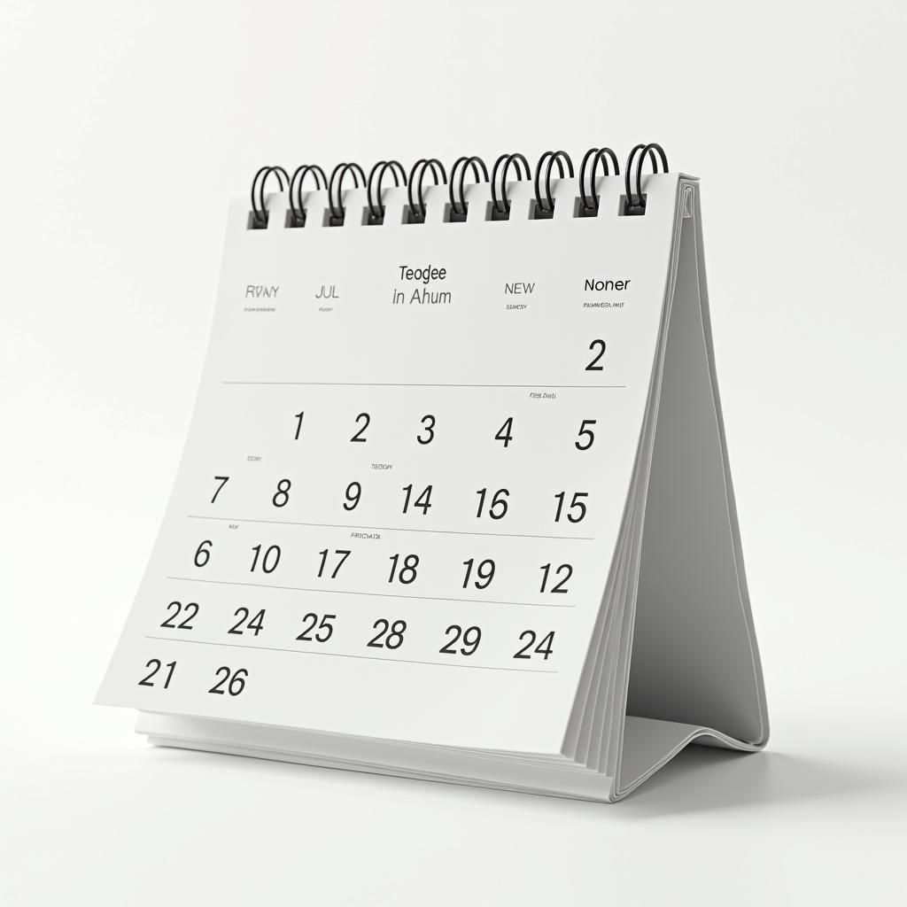 Minimalist Calendar with 8-Day Week in 3D Rendered Style