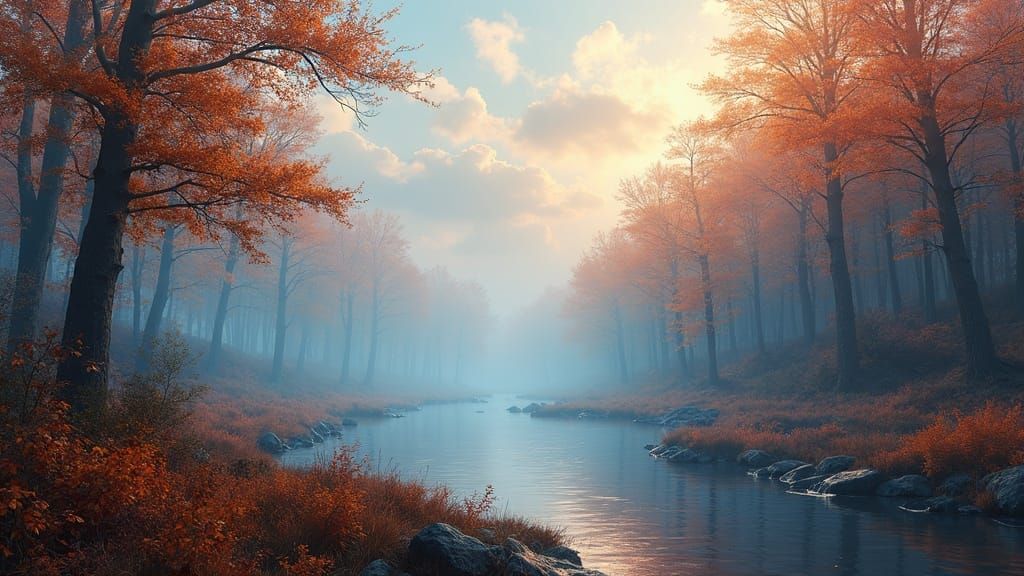 Dreamy Mythological Landscape Matte Painting with Lyrical Ab...