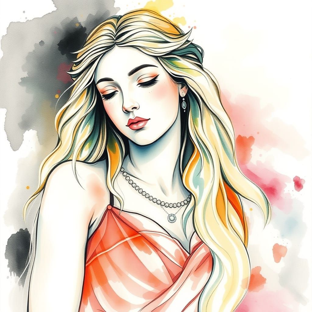 Aphrodite in Light Pastel Monochrome Watercolor