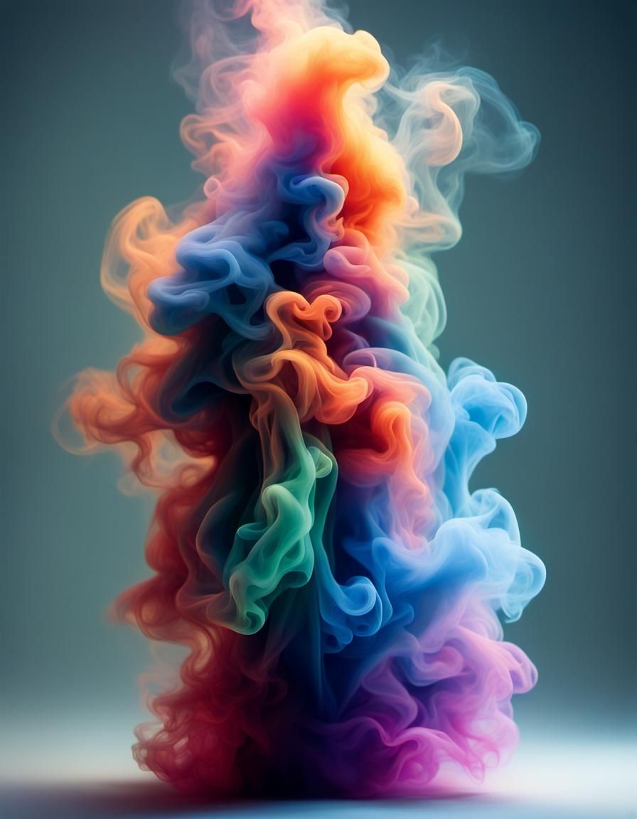 Multicoloured Smoke Spectral Figure with 3D Lighting