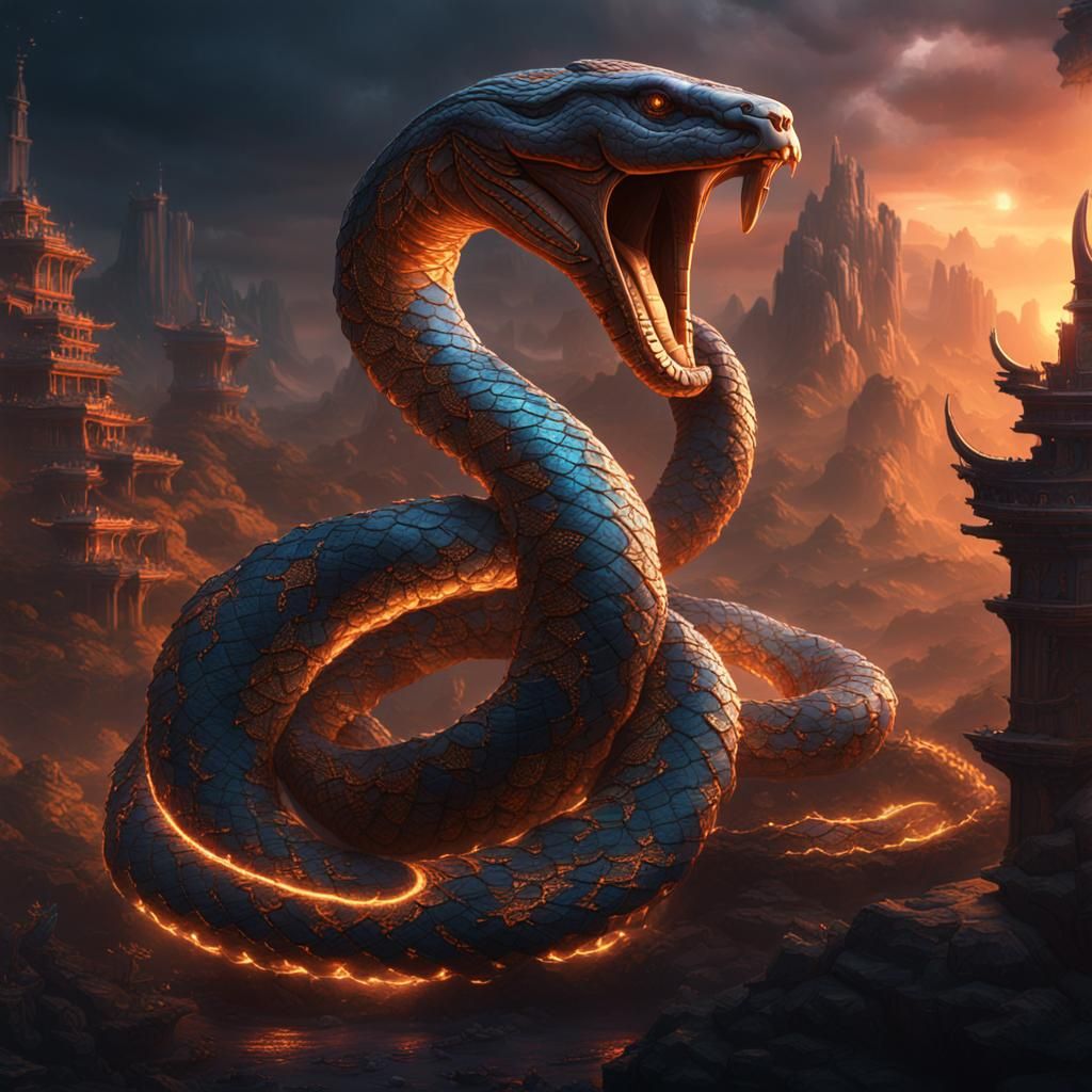 Detailed Cobra Matte Painting in Deep Color