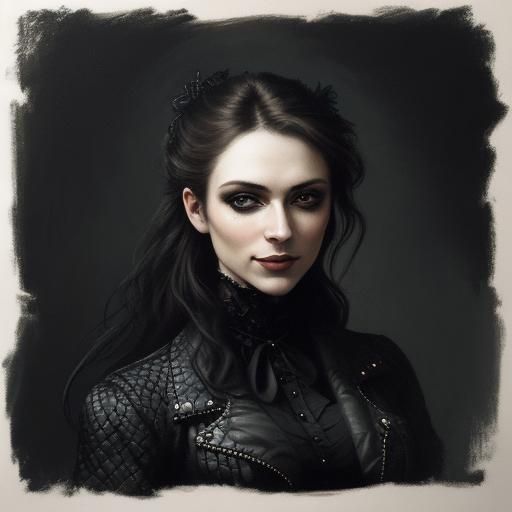 Woman in Leather Jacket, Oil Painting with Impasto Textures