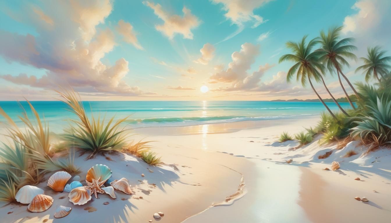 Idyllic Tropical Beach Scene in Dreamy Light