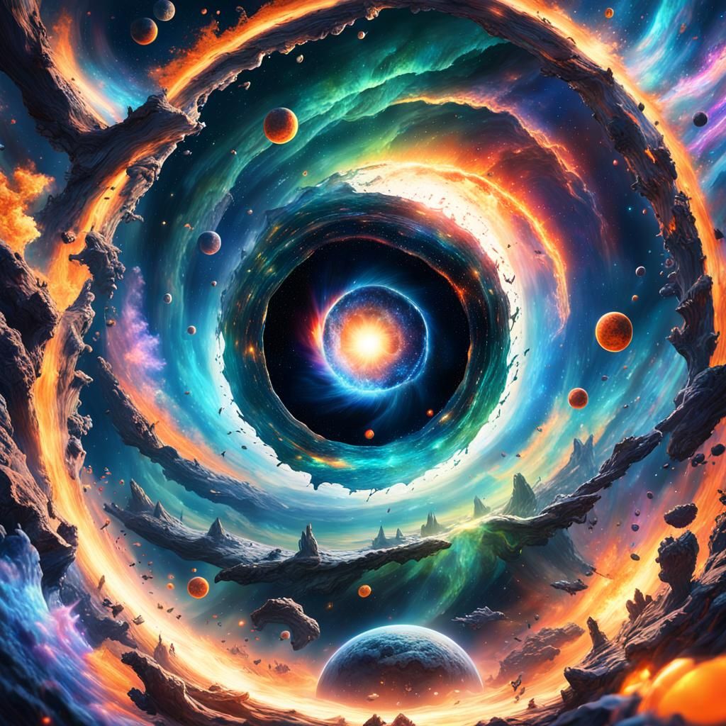 Black Hole in Iridescent Nebula: Digital Matte Painting