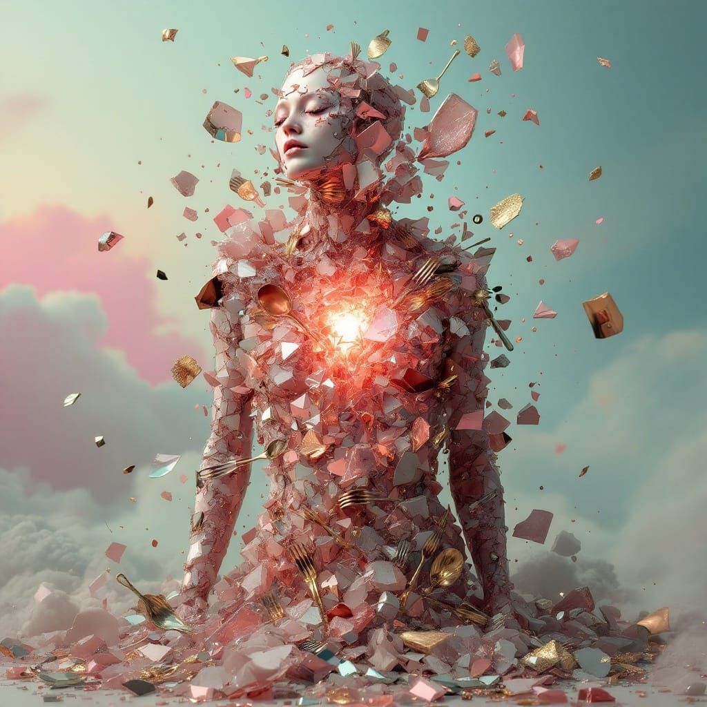 Surreal Figure Emerges from Shattered Empire Glass in Vibran...