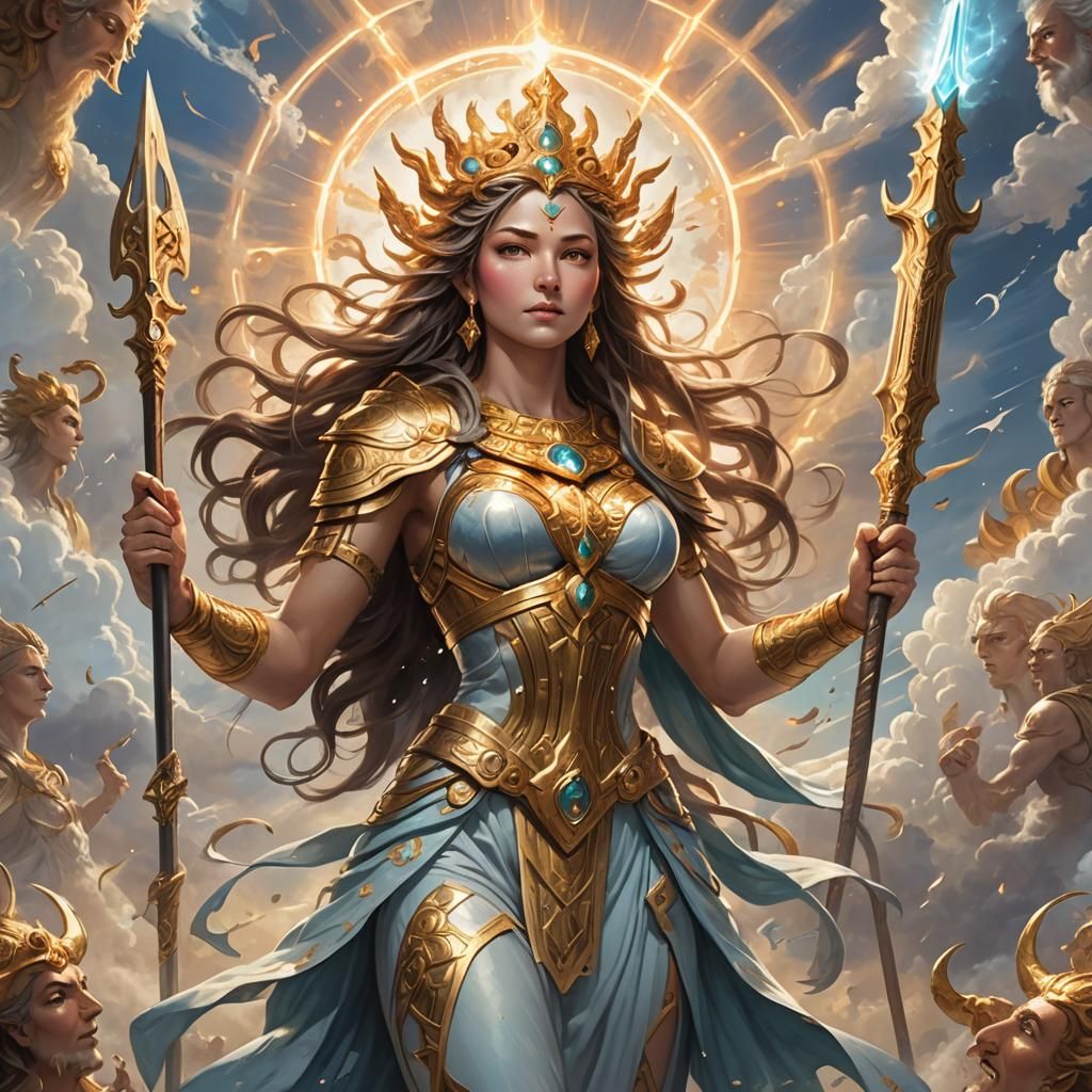 Majestic Goddess Emerges in Celestial Realm