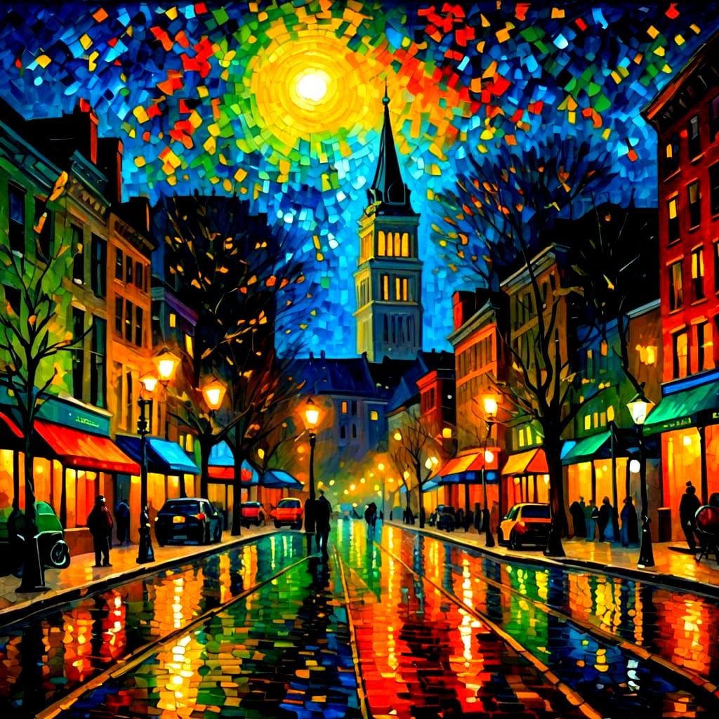 Washington D.C. Nightscape in Expressionist Impasto Style