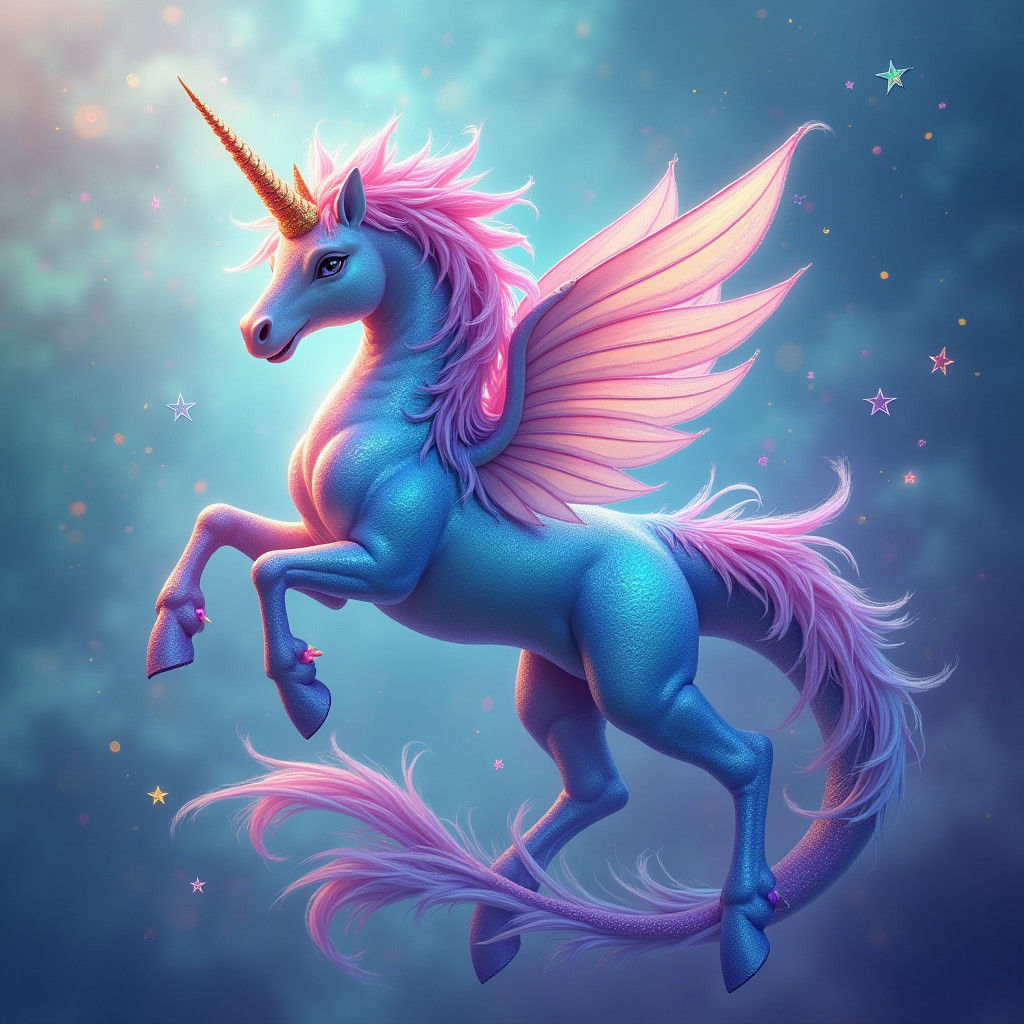 Majestic Mermaid-Horse Hybrid in Ethereal Sunset Hues