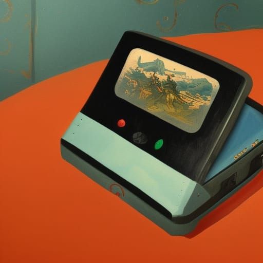 1890s Video Game Console: Gouache Painting