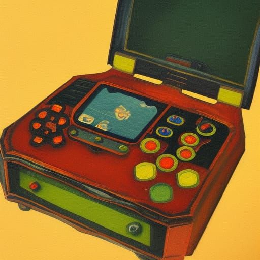 1890s Video Game Console in Gouache Style
