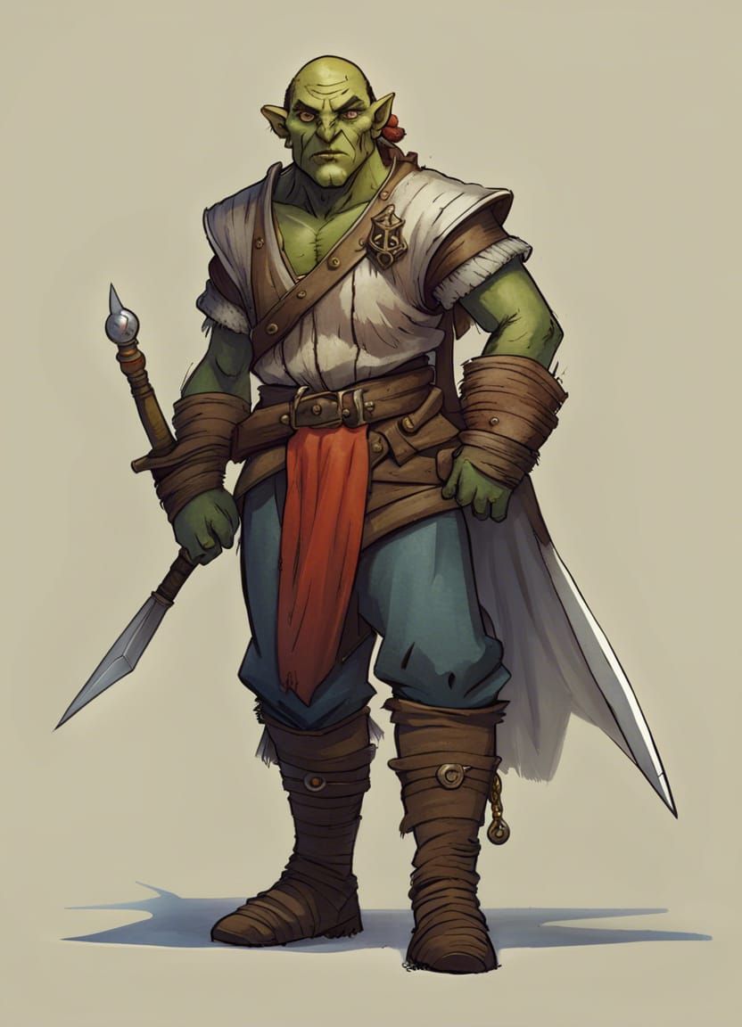 Half-Orc Sailor in Medieval Fantasy Style