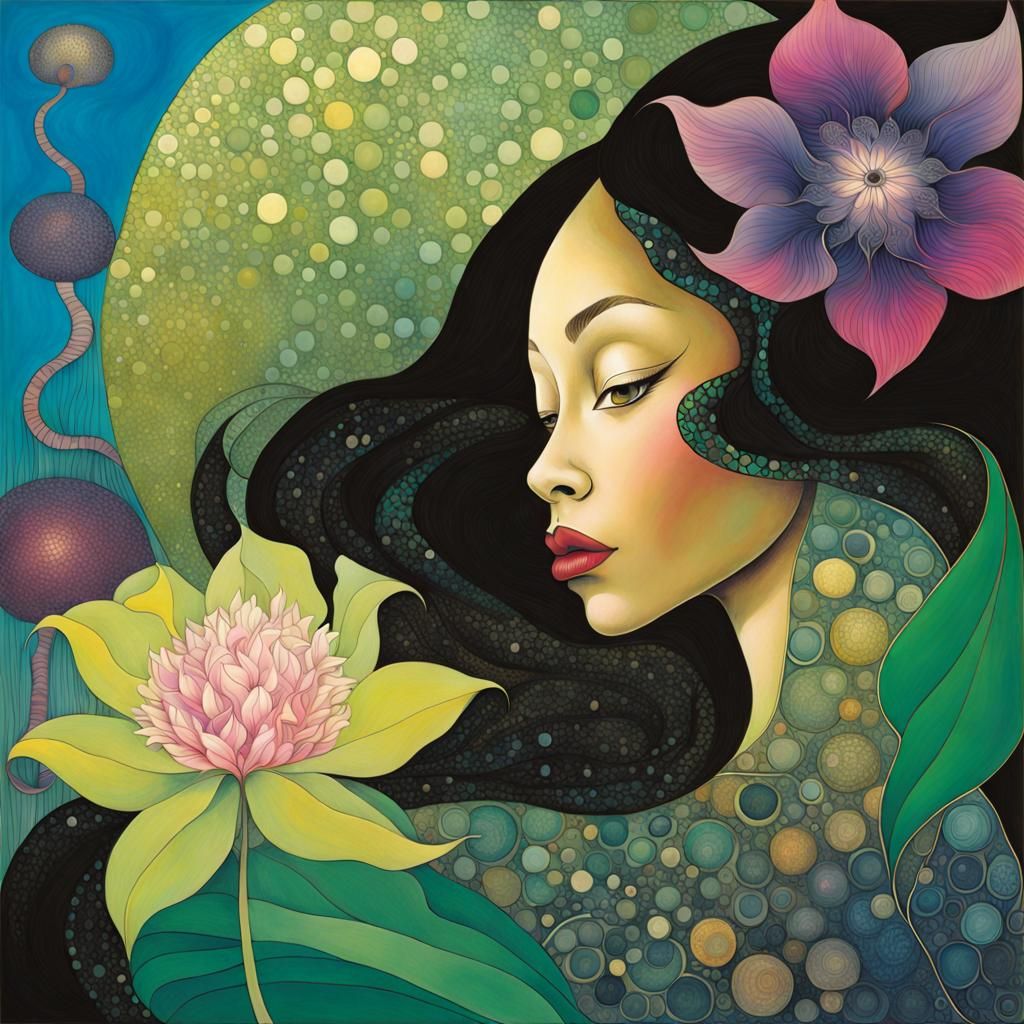 Extravagant Floral Art in Modern Illustrative Style