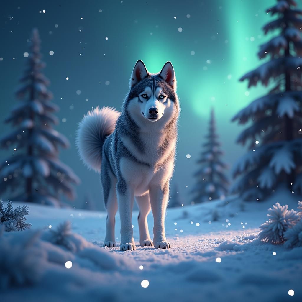 Husky in Winter Wonderland: Fantasy Concept Art