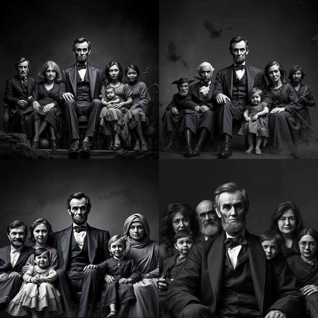 Detailed Black and White Photo of Lincoln's Family